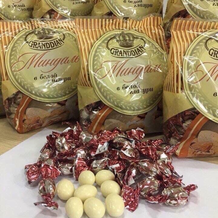Kẹo socola nhân hạnh nhân gandian Nga - socola trắng nguyên chất và nhân hạnh nhân giòn tan - 450gr
