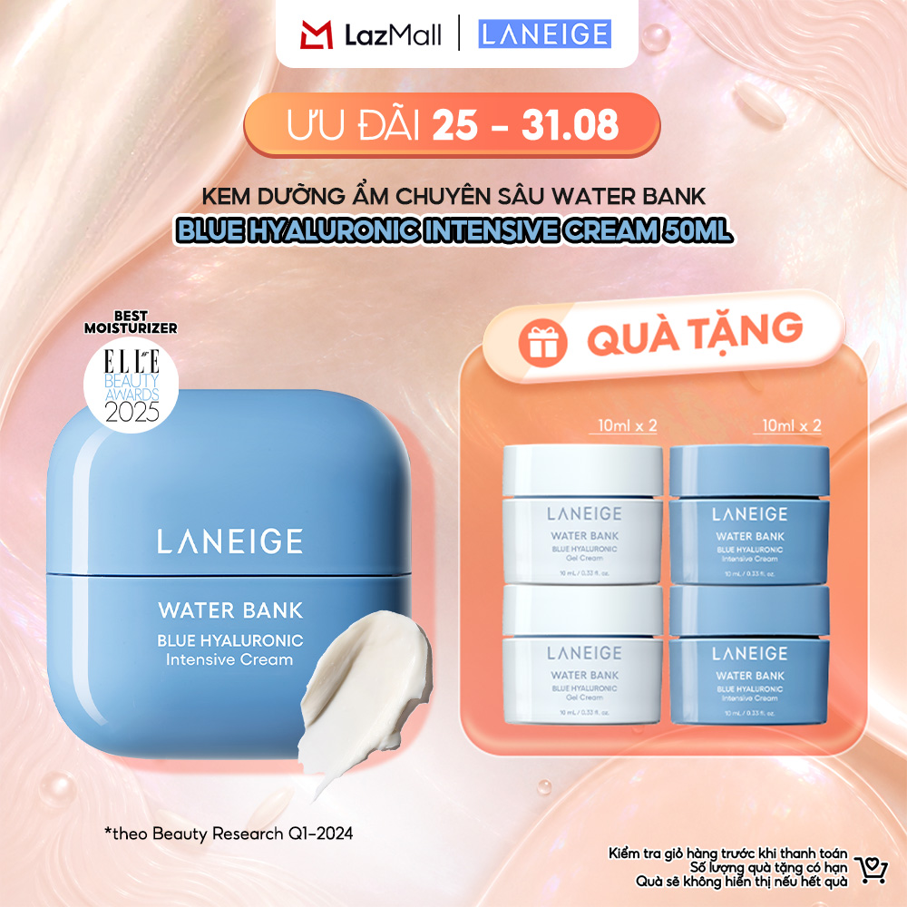 Kem Dưỡng Ẩm Phục Hồi  Tái Tạo Da Tổn Thương Laneige Water Bank Blue Hyaluronic Intensive Cream 50ml (Da Nhạy Cảm)