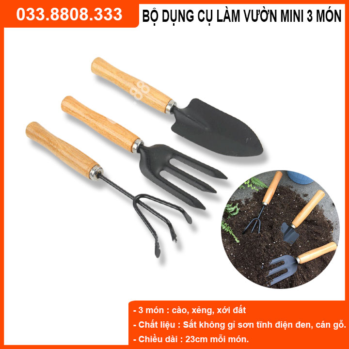 Bộ dụng cụ làm vườn 3 món cầm tay - dụng cụ lằm vườn