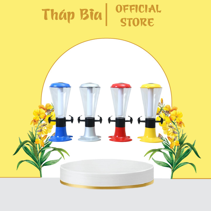 Tháp bia 2 vòi 3 lít có đèn led hàng chất lượng cao bền đẹp