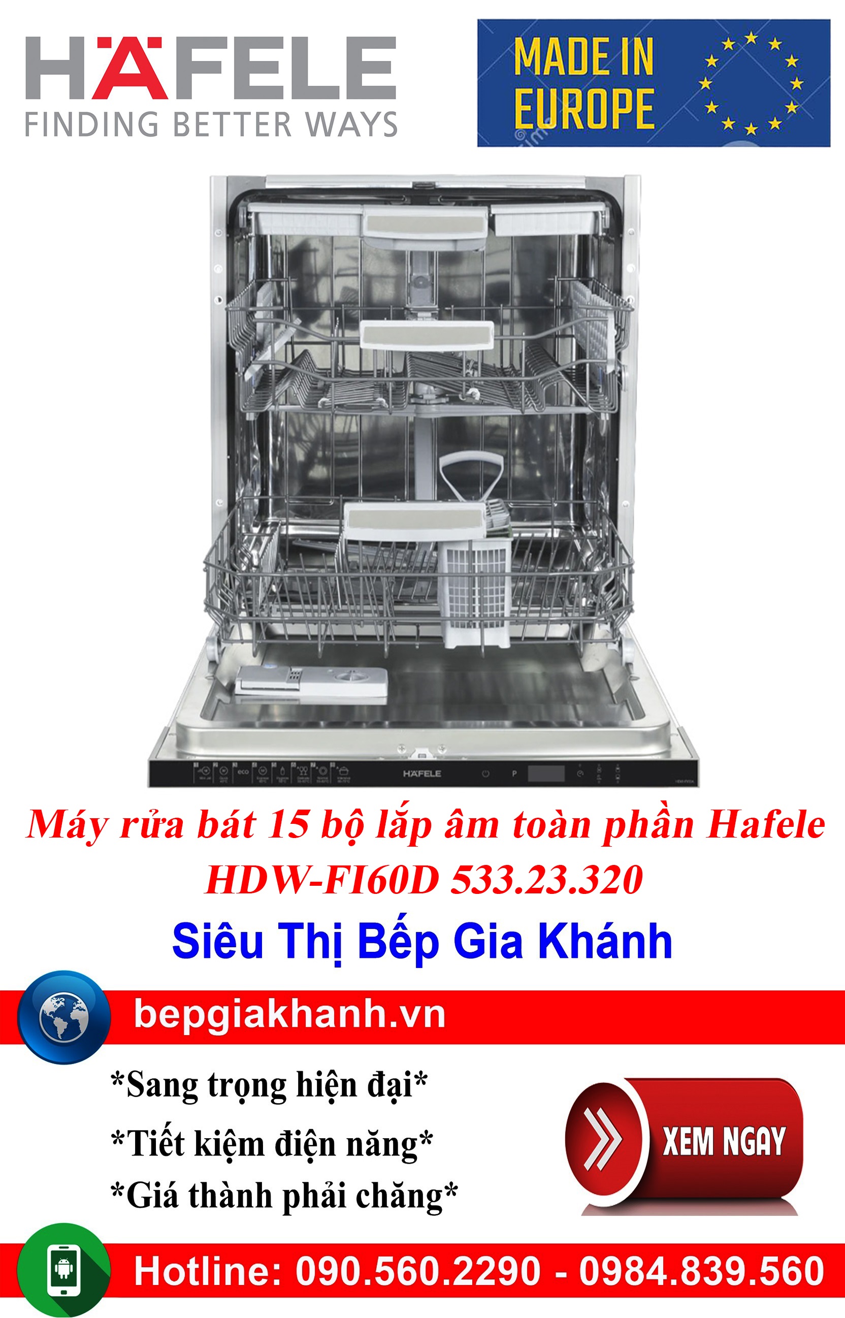 [HCM]Máy rửa bát lắp âm toàn phần Hafele HDW-FI60D 533.23.320 nhập khẩu Châu Âu, máy rửa chén, máy rửa chén bát, máy rửa bát, máy rửa bát giá rẻ, may rua bat, may rua chen, may rua bat gia re