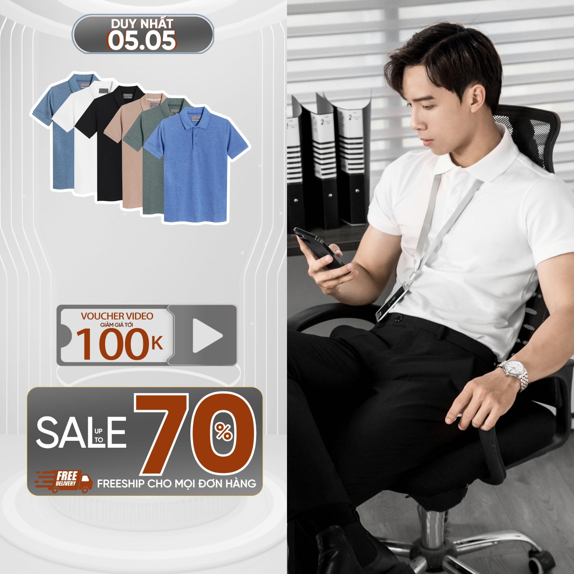 Áo Polo Nam Trơn Slimfit Basic Trắng Vải Cotton 100% Co Giãn Thấm Hút Không Bai Dão - POLIDO MALL