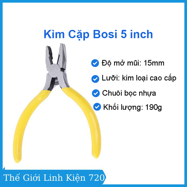 Kìm cặp Bosi 5 Inch màu vàng, kìm kẹp chắc chắn