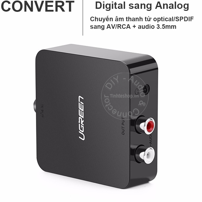 Bộ chuyển đổi âm thanh từ cổng Quang Coaxial sang AV 3.5mm Ugreen 30523 - Chuyển âm thanh từ Smart TV TV box ra Loa Âm ly Tai nghe