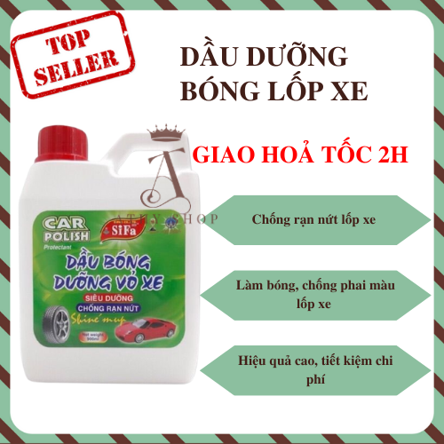 Chất dưỡng bóng lốp xe chống rạn nứt SIFA 900ML, dung dịch chăm sóc vỏ xe hơi xe máy ô tô, dầu đánh bóng lốp oto moto, bảo dưỡng vỏ xe đen bóng như mới, hỗ trợ rửa xe vệ sinh xe sạch đẹp, chai lớn 0.9L bình nhựa, chính hãng