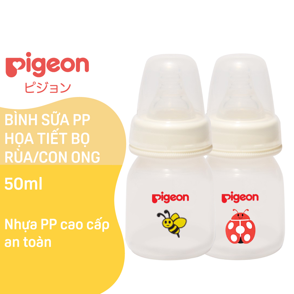 Bình sữa cổ hẹp Pigeon PP họa tiết Con ong 50ml (S) (HSD:11/2024)