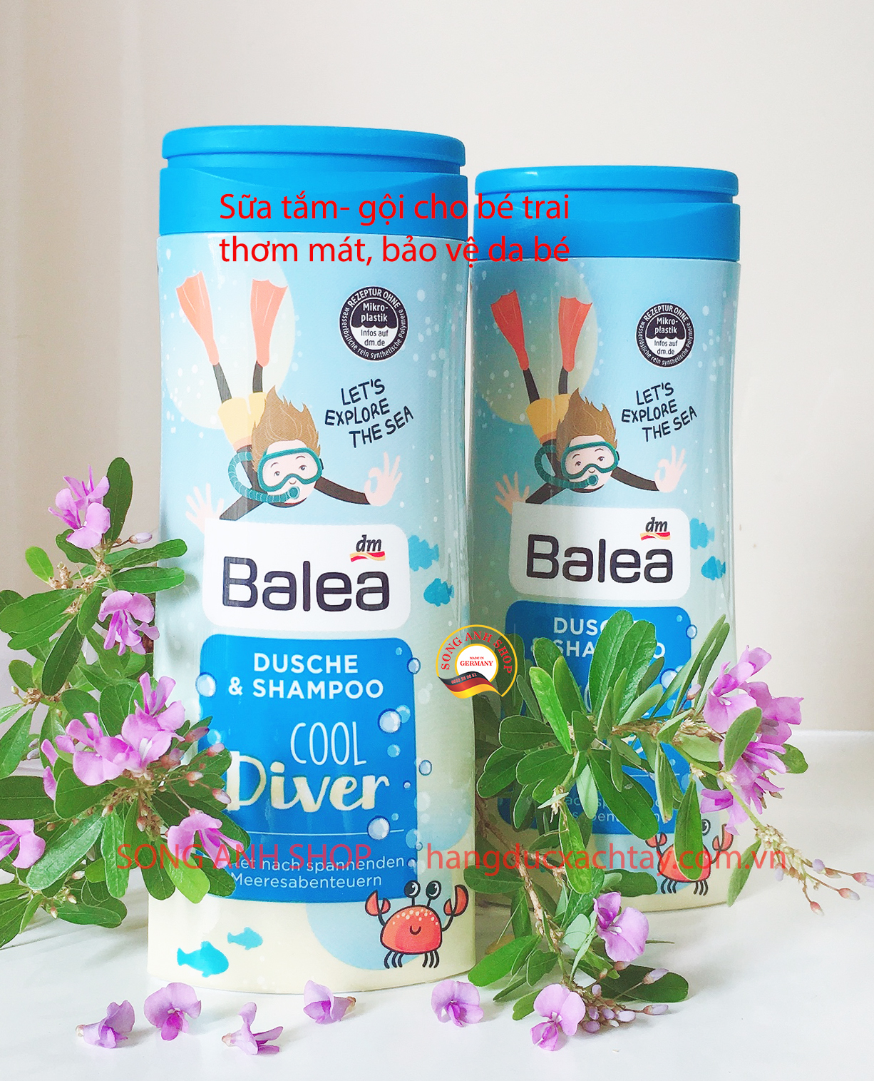 Sữa tắm và gội đầu cho bé trai Balea Cool Diver