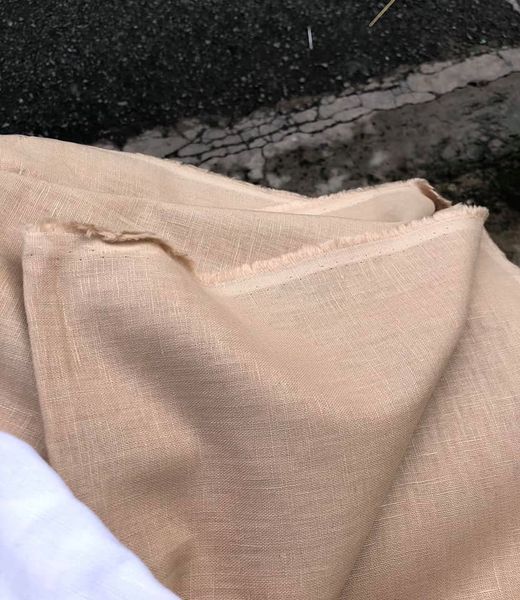 Vải Linen bột màu be da, ẩn Hồng nhẹ!