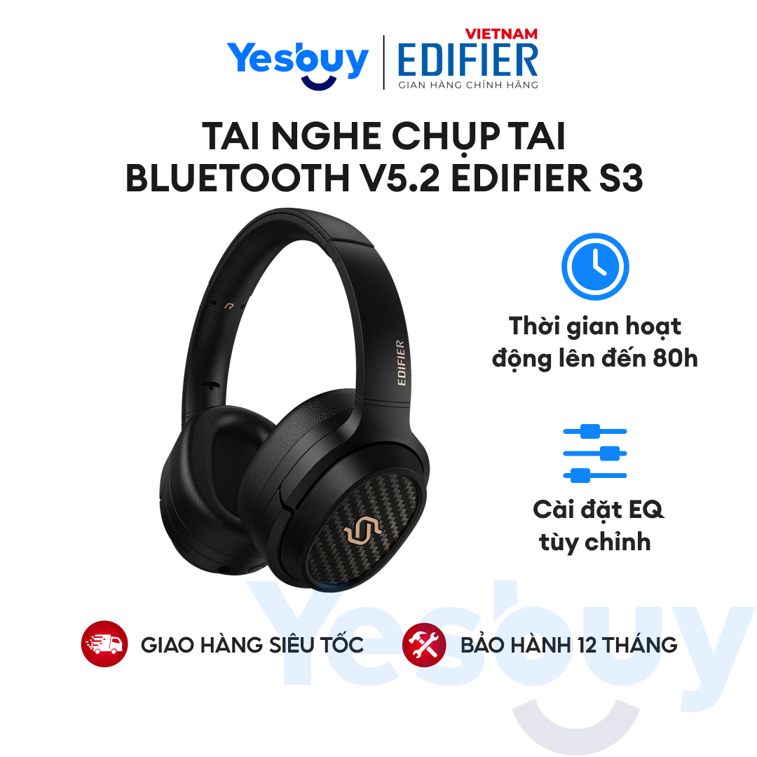 Tai nghe chụp tai Bluetooth V5.2 EDIFIER S3 Thời gian hoạt động lên đến