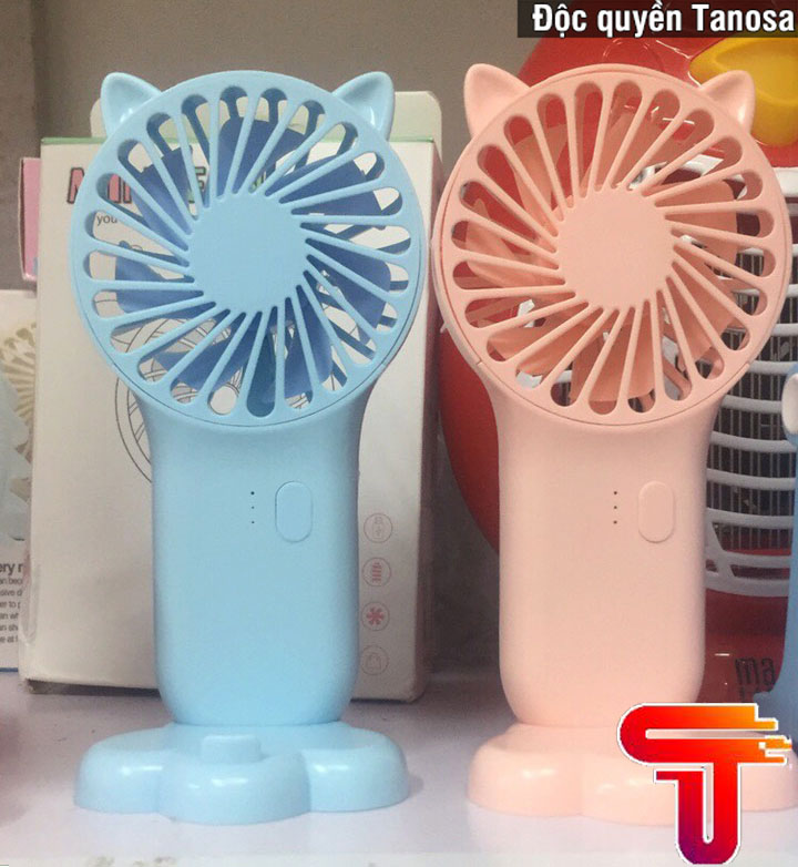 Quạt cầm tay - Quạt mini - Quạt Cầm Tay Mini Pocket Fan 7 cánh 3 cấp tốc độ siêu dễ thương,Quạt mini, Quạt cầm tay có kèm giá đỡ điện thoại khi xem phim