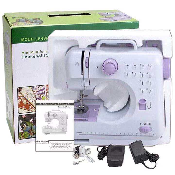 Máy may mini gia đình fhsm505 12 kiểu may, có vắt sổ