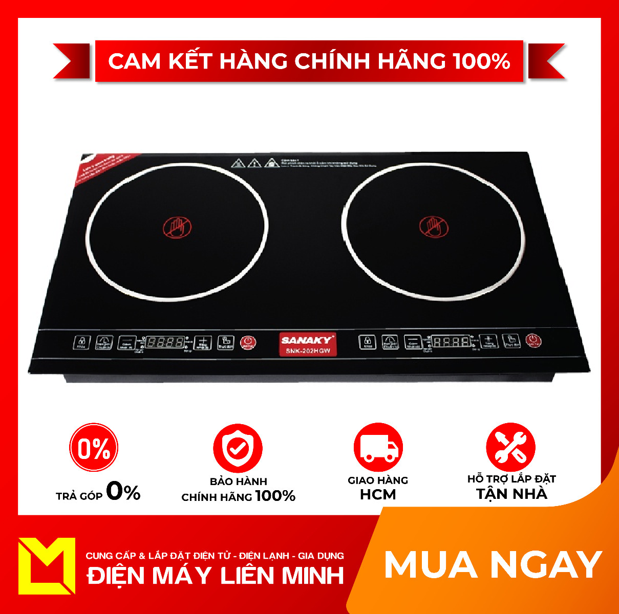Bếp hồng ngoại sanaky snk-202hgw 6 chế độ nấu, hệ thống chống nước 4d, tính năng hẹn giờ - giao hàng miễn phí hcm
