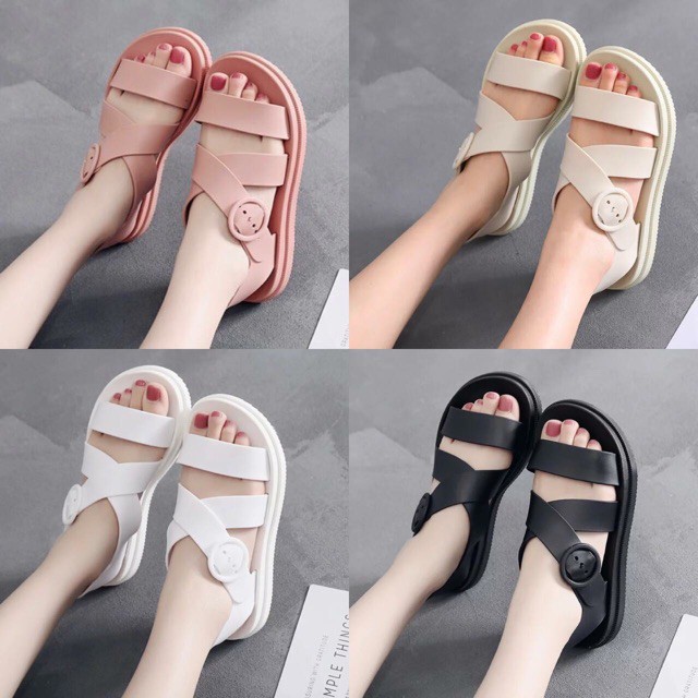 Giày Sandal Giày Nữ Quai Ngang Nữ Giày Quai Hậu Đế Bằng Nữ Phong Cách Nữ Sinh Ngọt Ngào