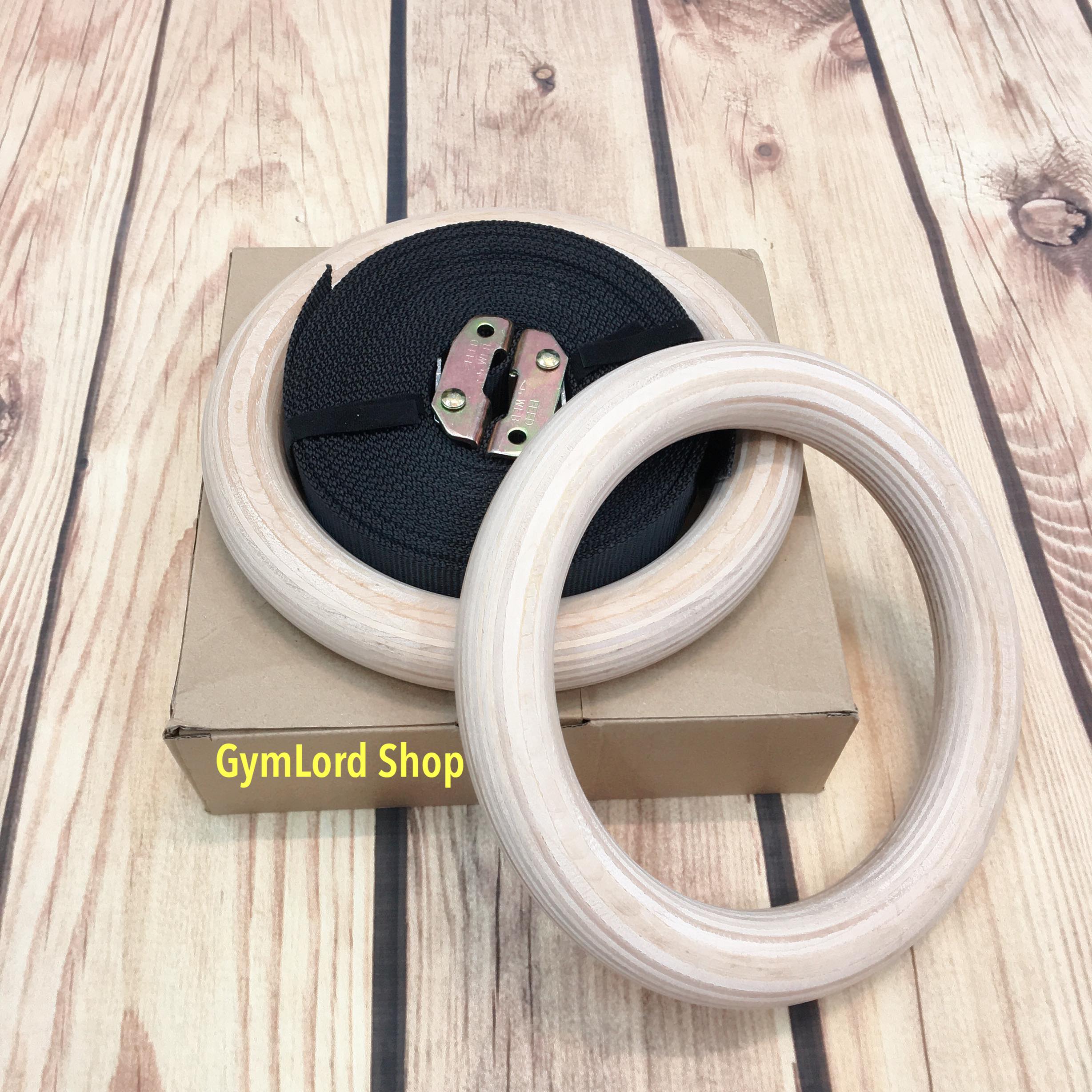 Vòng treo xà Gymnastic Rings gỗ Bạch Dương bản chuẩn Quốc Tế 32mm FREESHIP (Ảnh thật)
