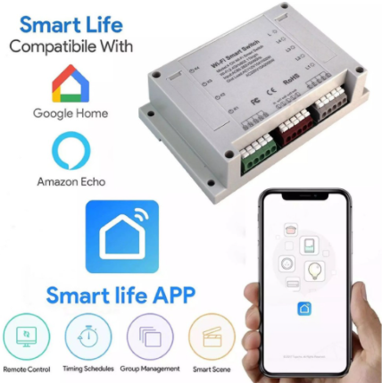 Bộ điều khiển từ xa 4 thiết bị qua Wifi, 3g, 4g bằng điện thoại di động App Tuya, Smart Life.
