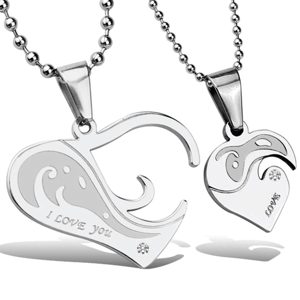 Dây chuyền cặp đôi inox trái tim lồng nhau ( 1 cặp)