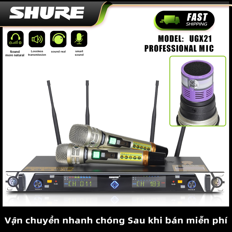 Micro không dây Shure UGX 21 Hàng Bãi Mỹ Dàn Karaoke Gia Đình Bộ Micro Không Dây  Chính Hãng Kèm Đầu Thu Cao Cấp 4 Râu Thu Sóng Cực Khỏe Chế Độ Tự Ngắt Thông Minh Micro Siêu Hút Âm Siêu Chống Hú Hát Cực Nhẹ