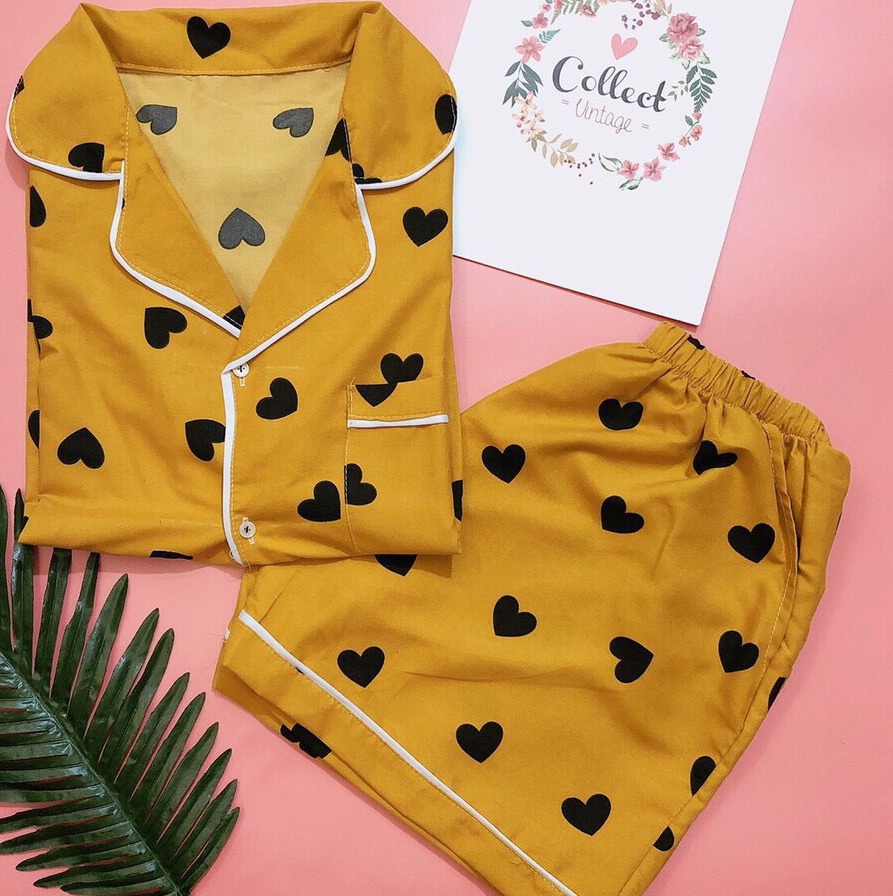 Phương Linh Luxury 1688 Bộ đồ ngủ tim pijama nữ form dưới 57kg tùy chiều cao Đồ Đi Biển Cặp Đôi và Gia Đình