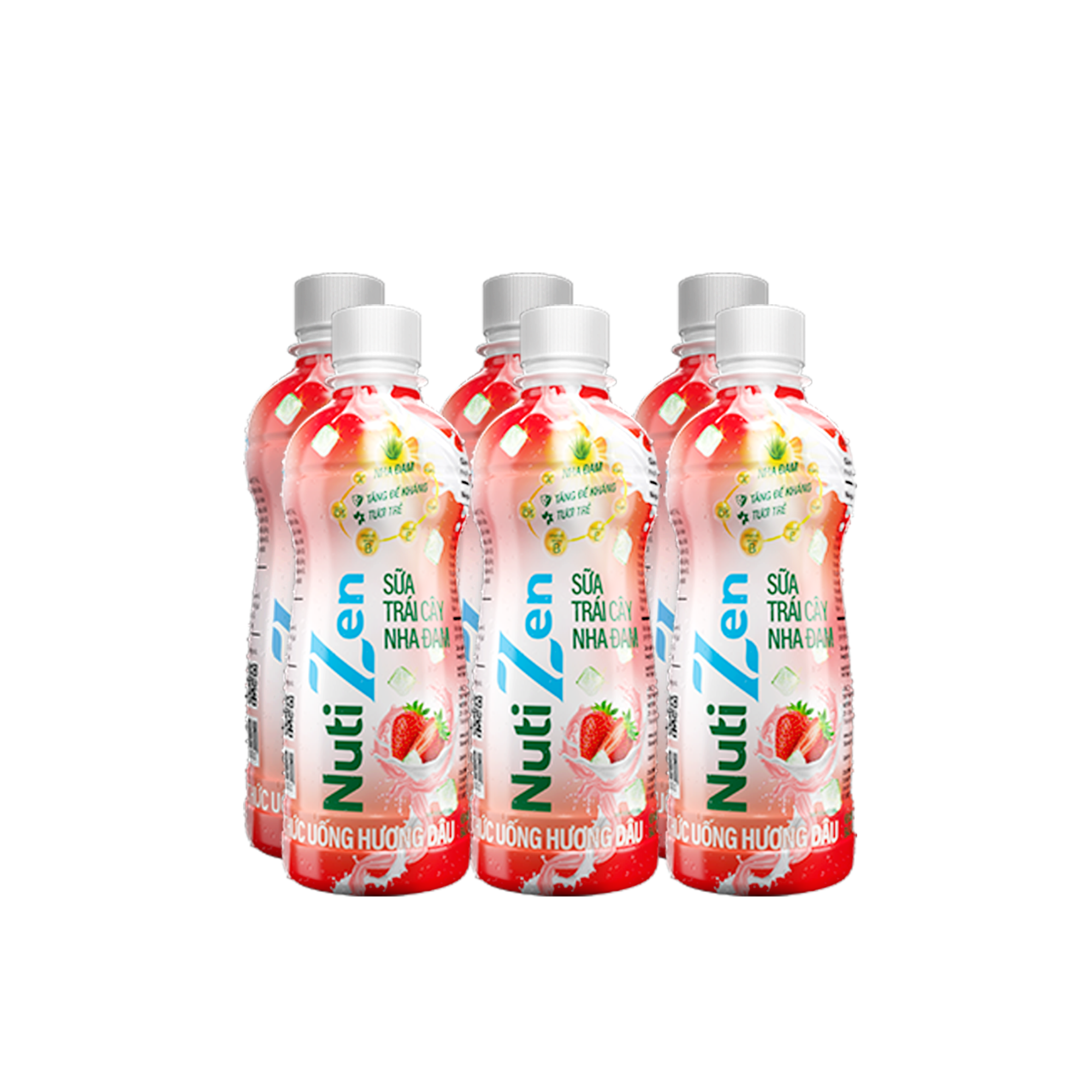 [MIỄN PHÍ SHIP ĐƠN HÀNG 49K] Combo 6 Chai Thức Uống Hương Dâu Sữa Trái Cây Nha Đam Nutizen Chai pet 290ml - Thương Hiệu NUTIFOOD - TTGT89