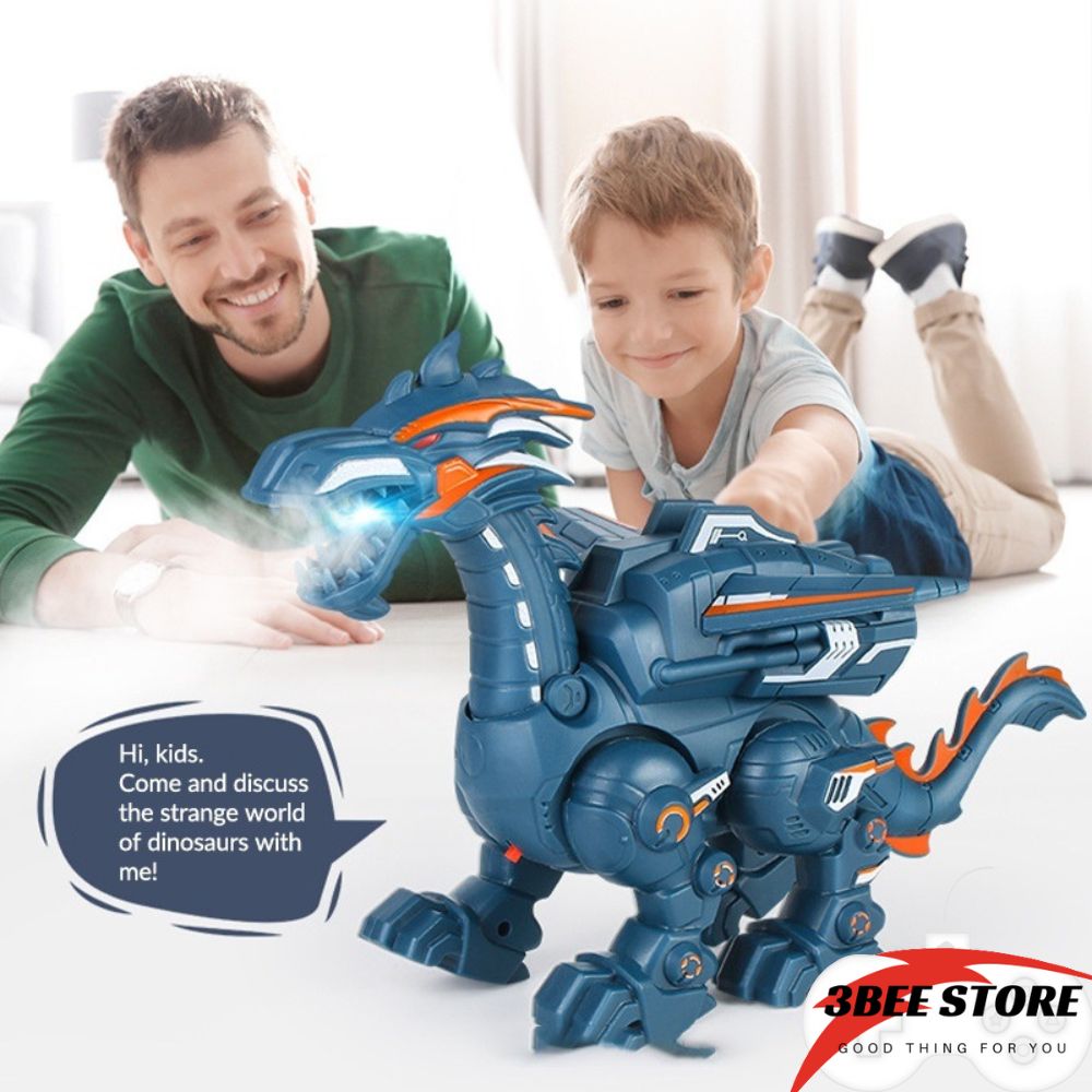 Rồng phun lửa phun sương, Khủng long robot kích thước lớn có nhạc và đèn - Robot & Nhân vật mô hình điều khiển - Đồ chơi cho bé 3beestore