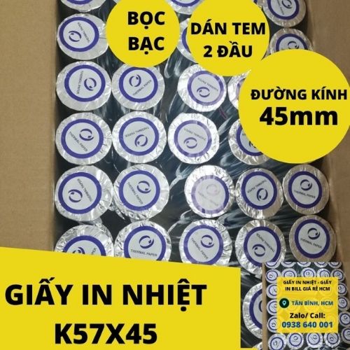 Giấy in nhiệt,giấy in bill k57x45 (57mm) 20 cuộn