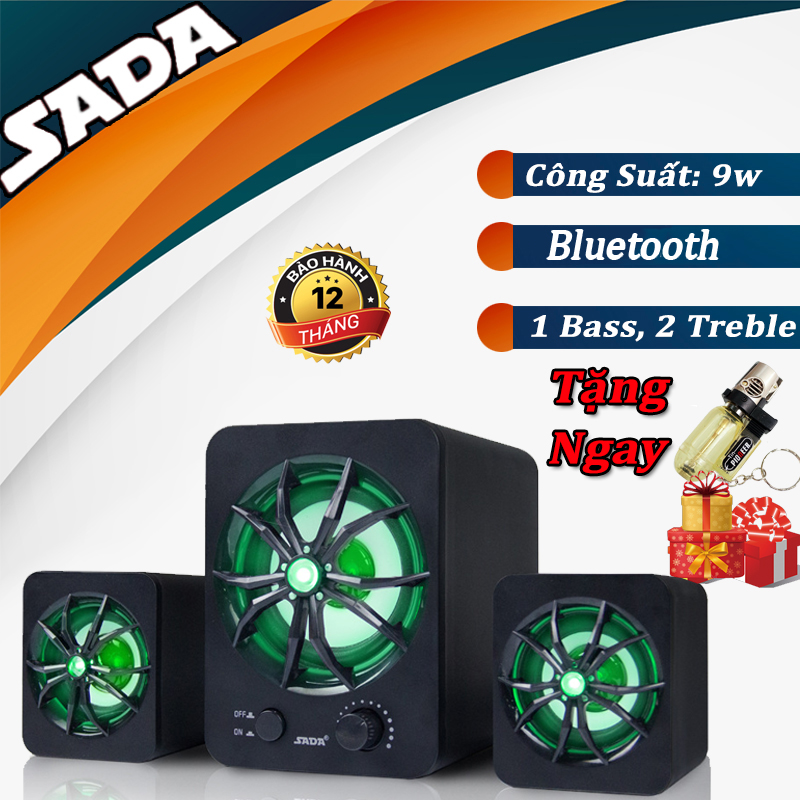 Loa vi tính bluetooth sada d-207, kiểu dáng gaming, có đèn led nháy 7 màu, âm thanh siêu trầm + tặng bật lửa khò Guang kiêm móc khóa cao cấp, loa máy tính, loa chính hãng, loa công suất lớn, top 10 bản phẩm bán chạy
