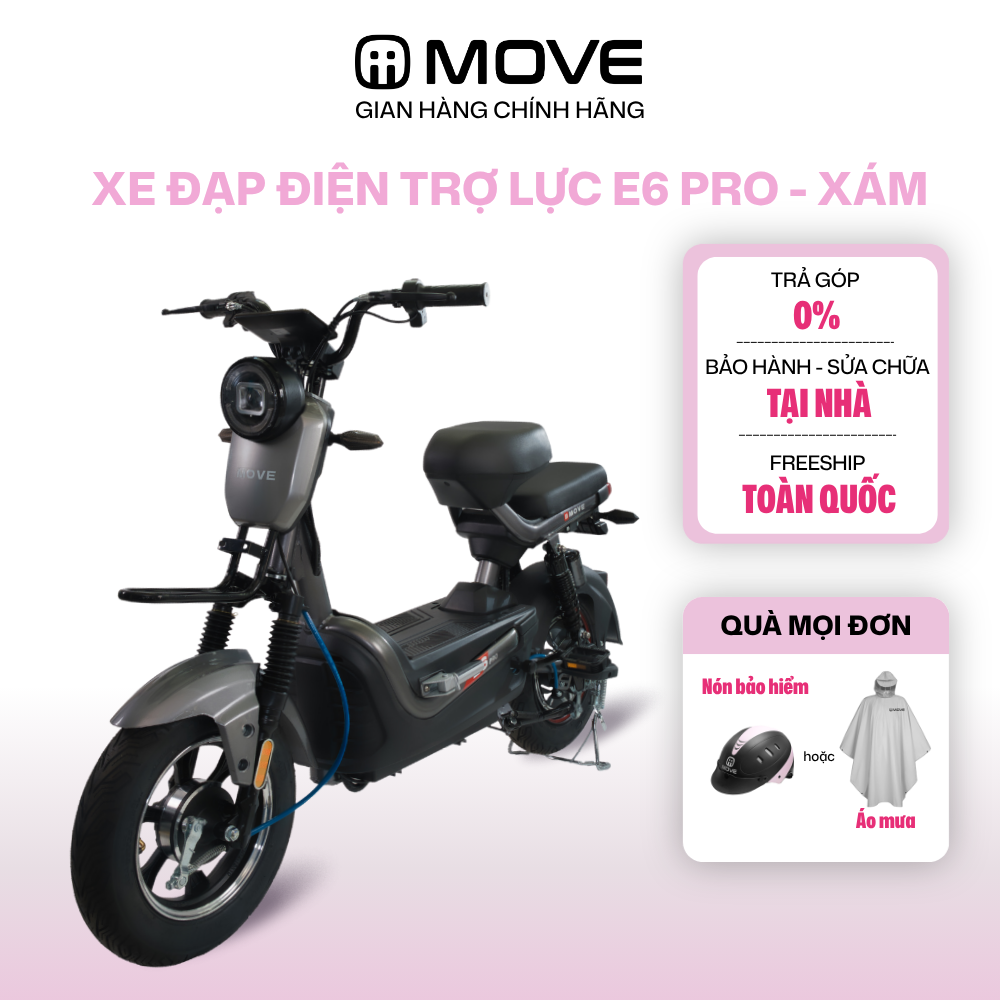 [CHỈ GIAO NAM TRUNG BỘ VÀ NAM BỘ] Xe Đạp Điện Trợ Lực MOVE007- Nhỏ Gọn - Trả Góp 0% - Bảo Hành Tận Nhà -  Xám