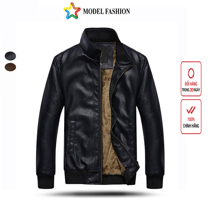 Áo khoác da nam Model Fashion ak116 (Đen, Nâu)