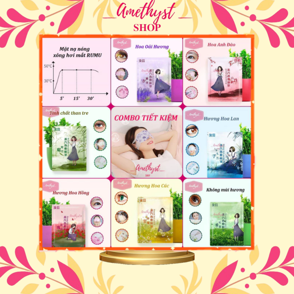 COMBO 20 Miếng Mặt Nạ Xông Hơi Mắt Ruumuu Heating Eyes Mask - Chống Mỏi Mắt, Thư Giãn Tối Đa
