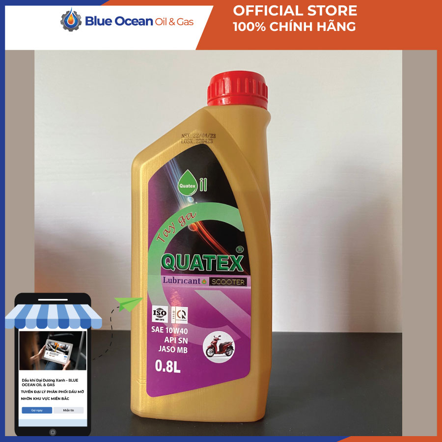Dầu nhớt động cơ tay ga qtex scooter 10w40 sn 800ml