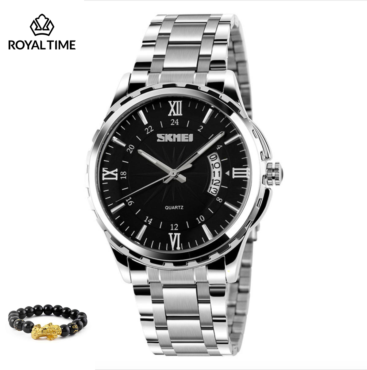 Đồng hồ nam SKMEI dây thép chống gỉ cao cấp SK9069.03 - Fullbox - Tặng gói bảo hành 12 tháng - tặng vòng tay phong thủy cao cấp - gói hàng cẩn thận đúng mẫu