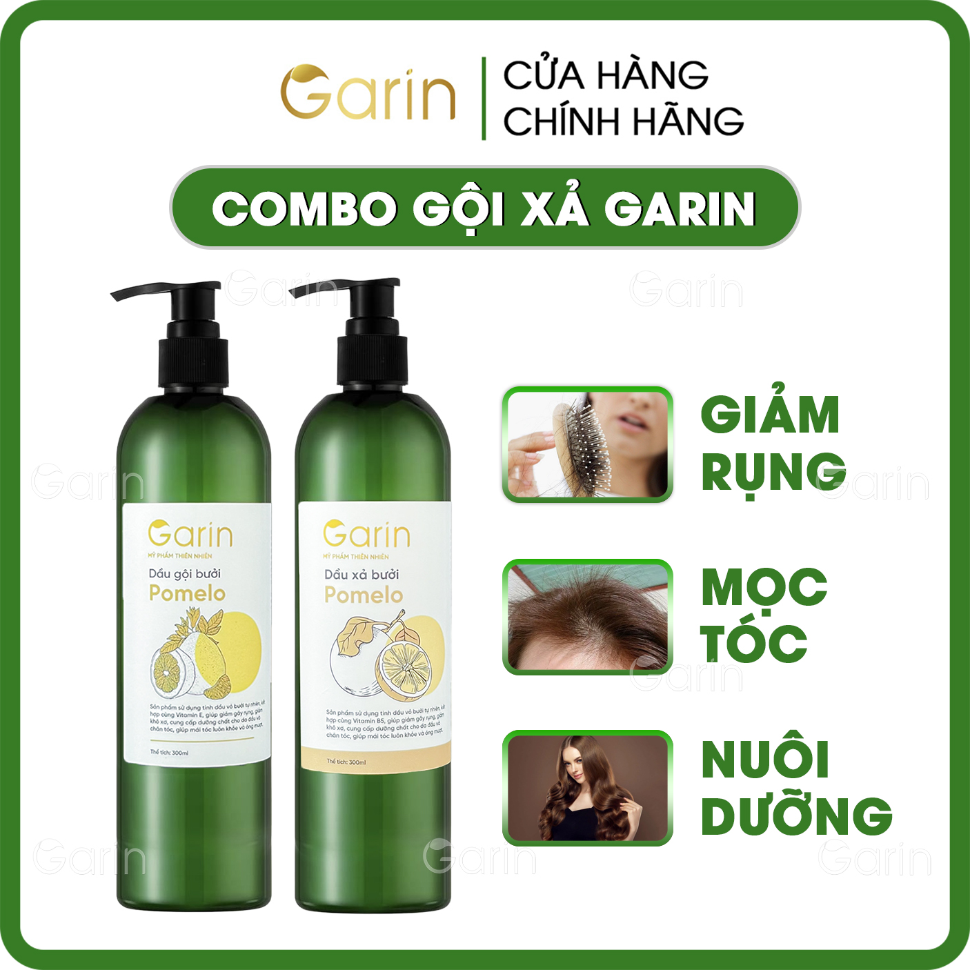 Combo dầu gội dầu xả bưởi pomelo Garin dưỡng tóc kích mọc tóc nhanh giảm rụng tóc hiệu quả cho mái tóc chắc khỏe và suôn mượt
