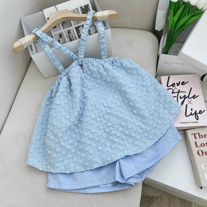 Set bộ 2 dây chéo kiểu babydoll quần đùi , set đồ bộ nữ hở vai thoáng mát mùa hè siêu mềm mịn - tp925