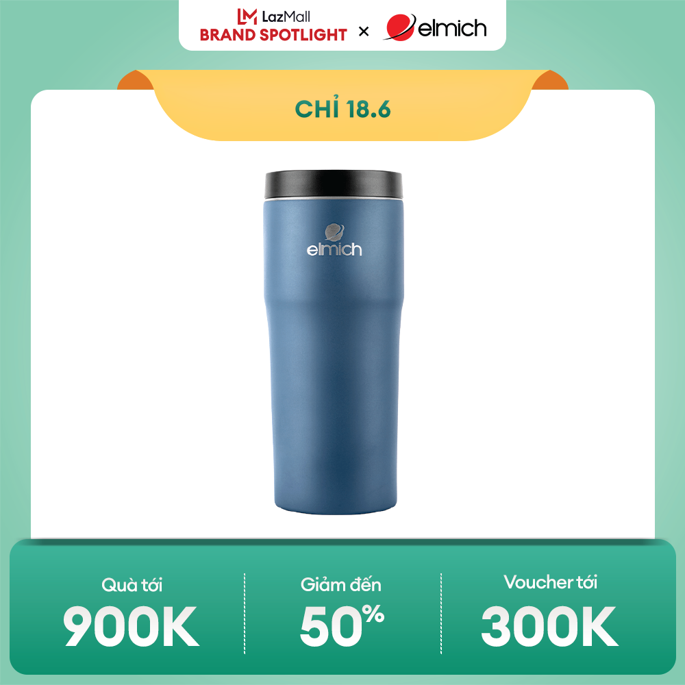 (Sale giữ chuỗi- Chỉ 01-10.11)Cốc giữ nhiệt inox 304 Elmich EL-8013OL dung tích 480ml