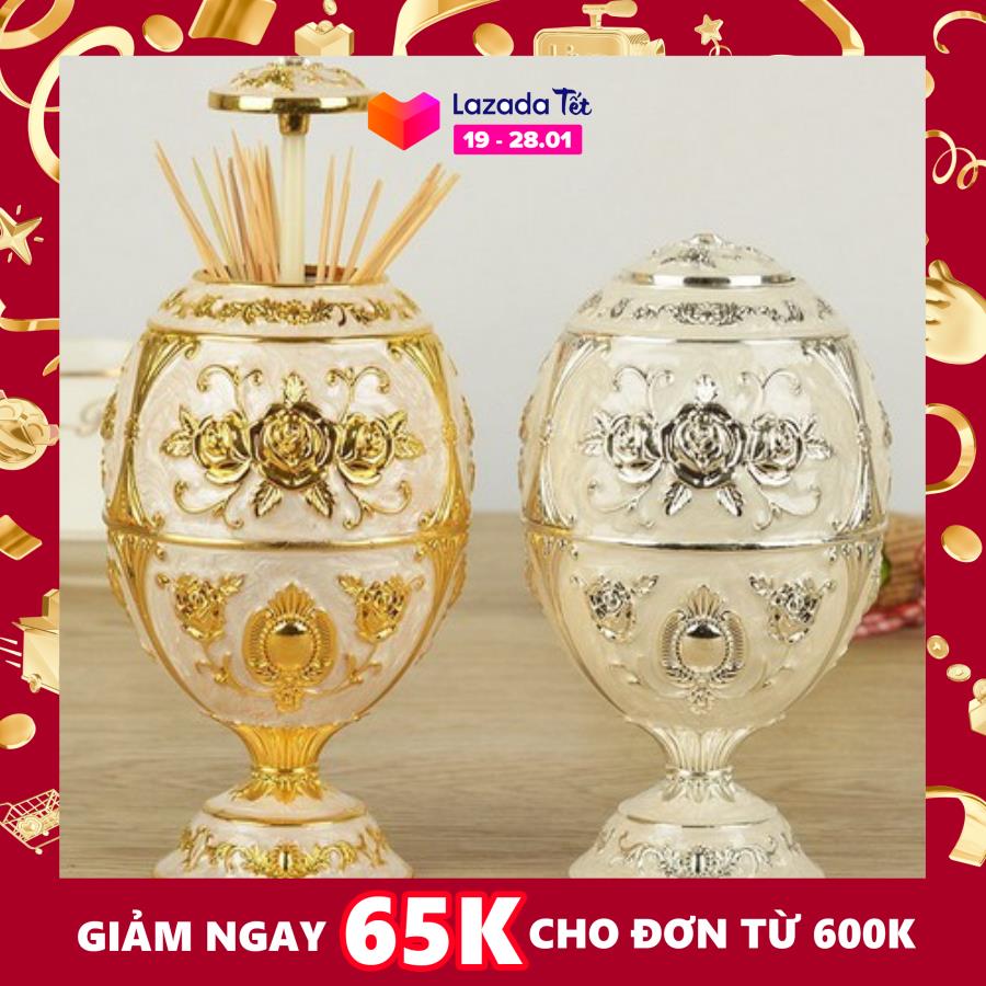 Lọ đựng tăm hoàng gia cao cấp nắp bật