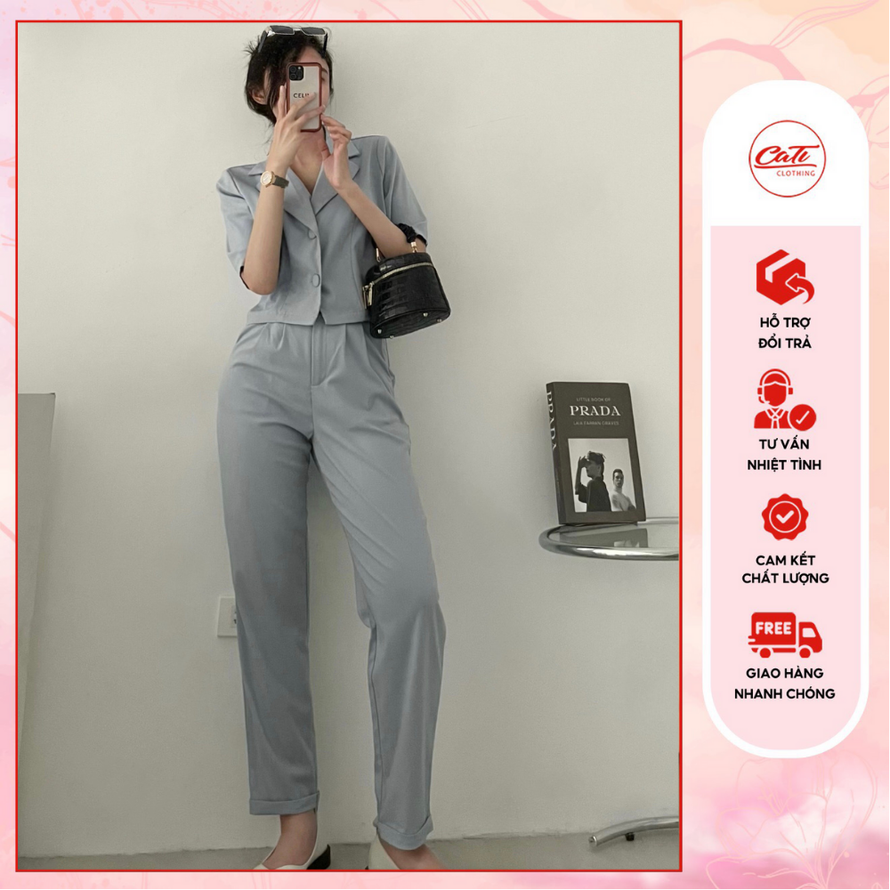 Cati set áo crotop và quần baggy a1639