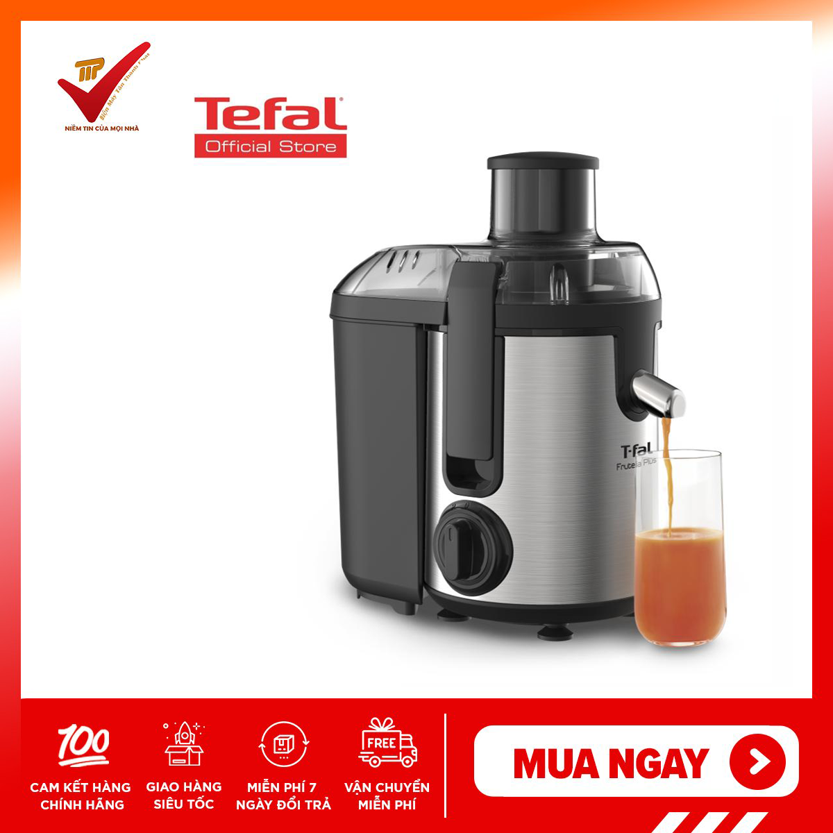 Máy ép trái cây tefal ze420 frutelia metal 950ml 2 tốc độ 400w