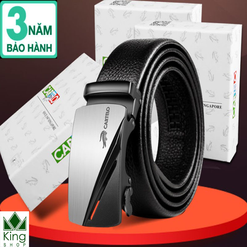 [CARTELO - HÀNG HIỆU] Thắt Lưng Dây Nịt Da Nam Cao Cấp CARTELO Thắt Lưng Nam Da Bò 2 Lớp 100% Khóa Tự Động KG02 -Đồ Da Kingshop