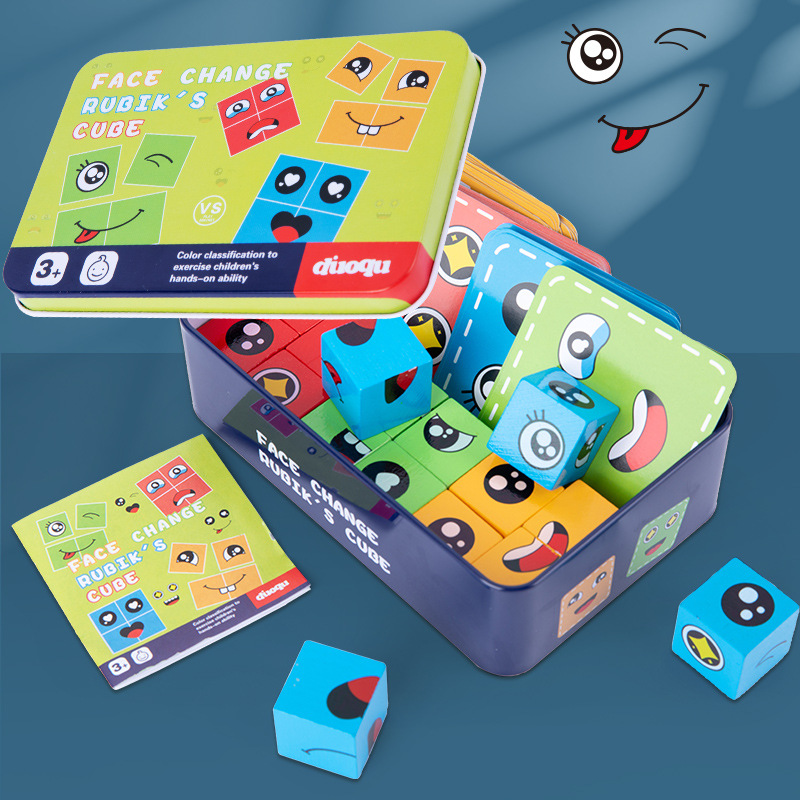 Trẻ Em Xuyên Biên Giới Thay Đổi Khuôn Mặt Khối Xây Dựng Khối Lập Phương Rubik Giáo Dục Sớm Câu Đố Đào Tạo Tư Duy Logic Douyin Trò Chơi Bảng Cha Mẹ-Con Đồ C