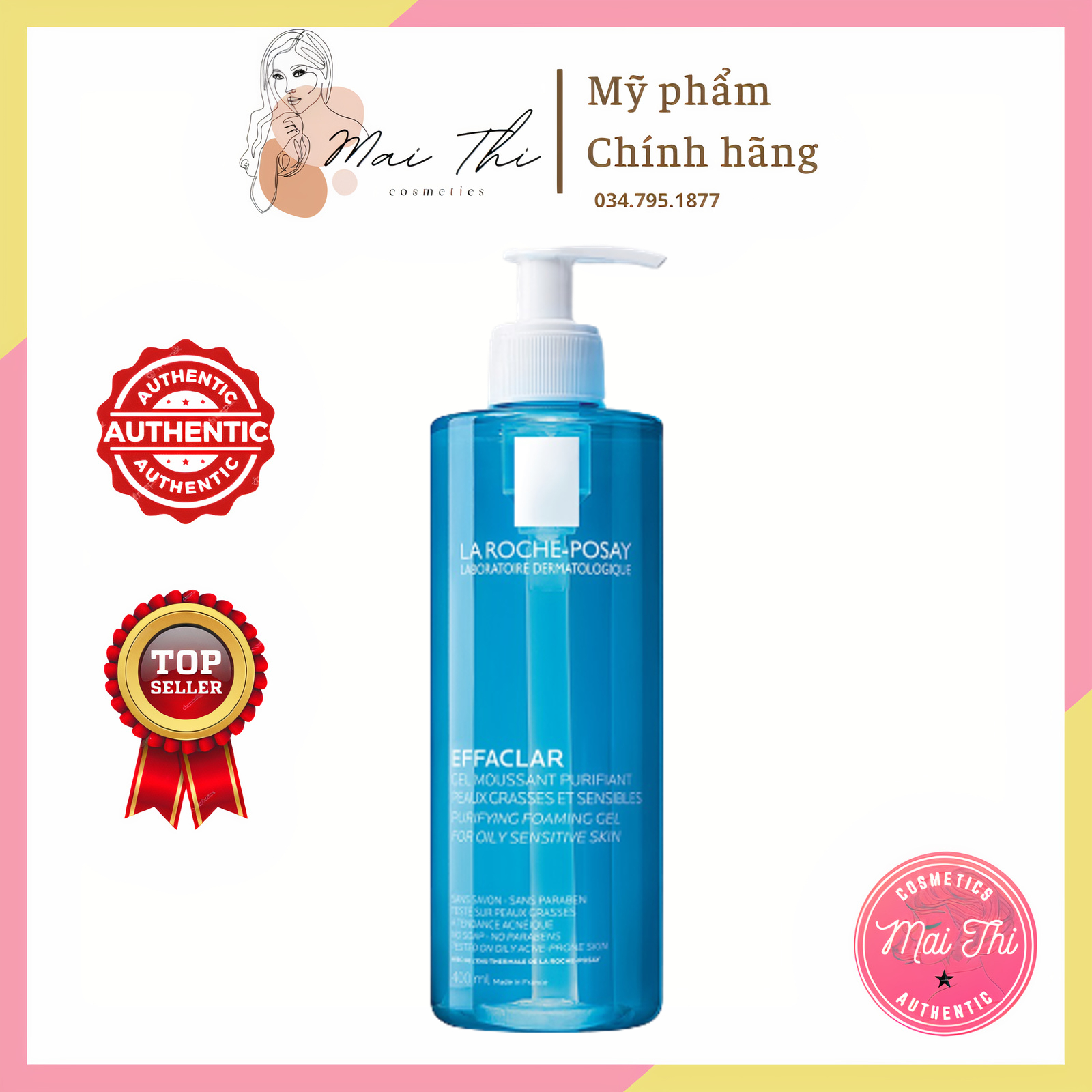 Sữa rửa mặt La Roche Posay cho da dầu nhạy cảm - Gel rửa mặt La Roche Posay Effaclar 400ml