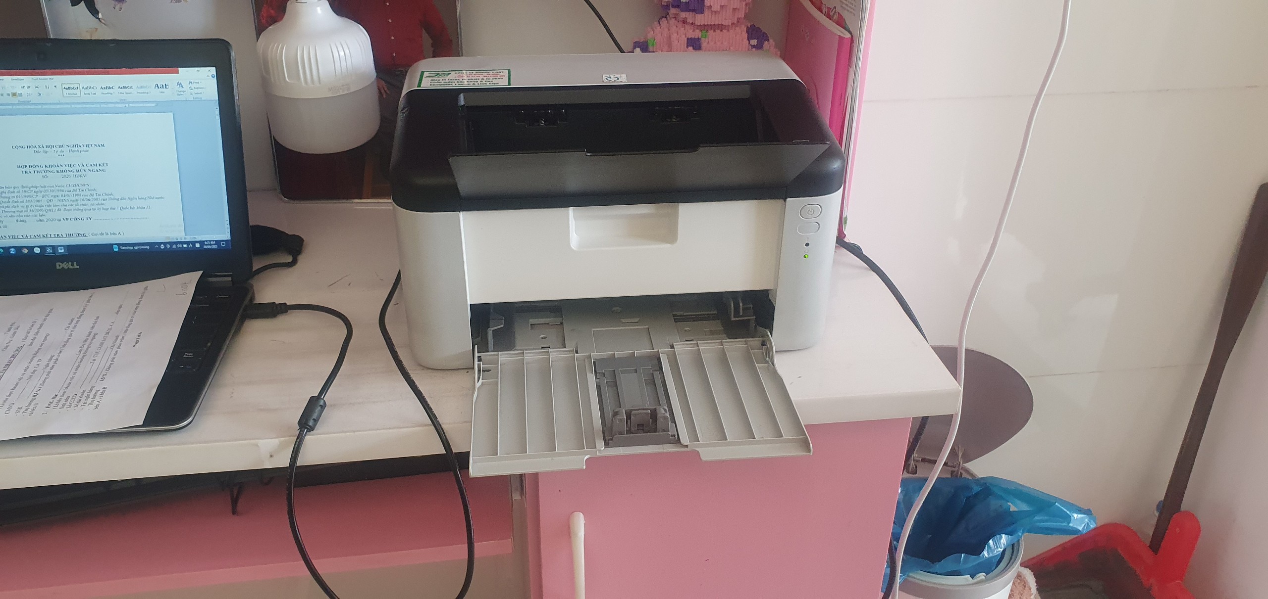 Máy in wifi nhỏ gọn Brother HL-1201w nhận máy alo có kỹ thuật cài đặt online dùng ok ạ