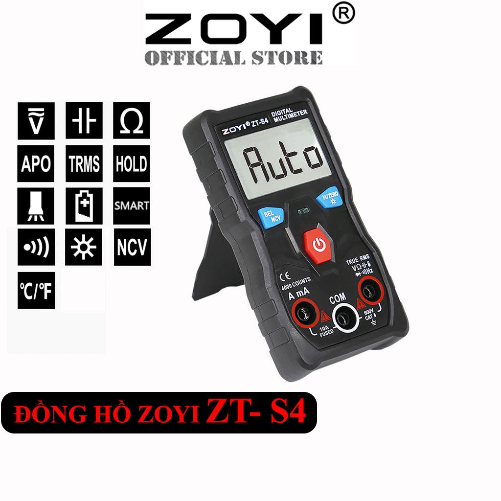 Đồng Hồ Đo Điện Zoyi Zt-S4 Đo Điện Vạn Năng Tự Động - Hàng Chính Hãng - Bảo Hành 12 Tháng