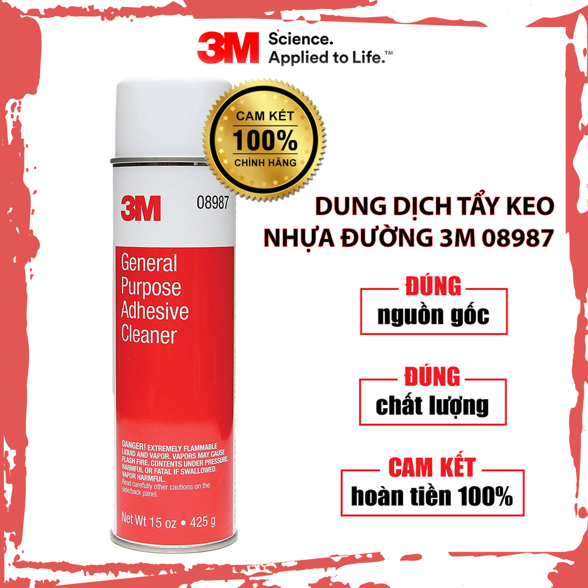 Chai tẩy rửa vết keo, nhựa đường 3M 08987 tẩy nhanh và sạch hầu hết các loại keo; nhựa đường; dầu mỡ, tẩy rửa trên sơn