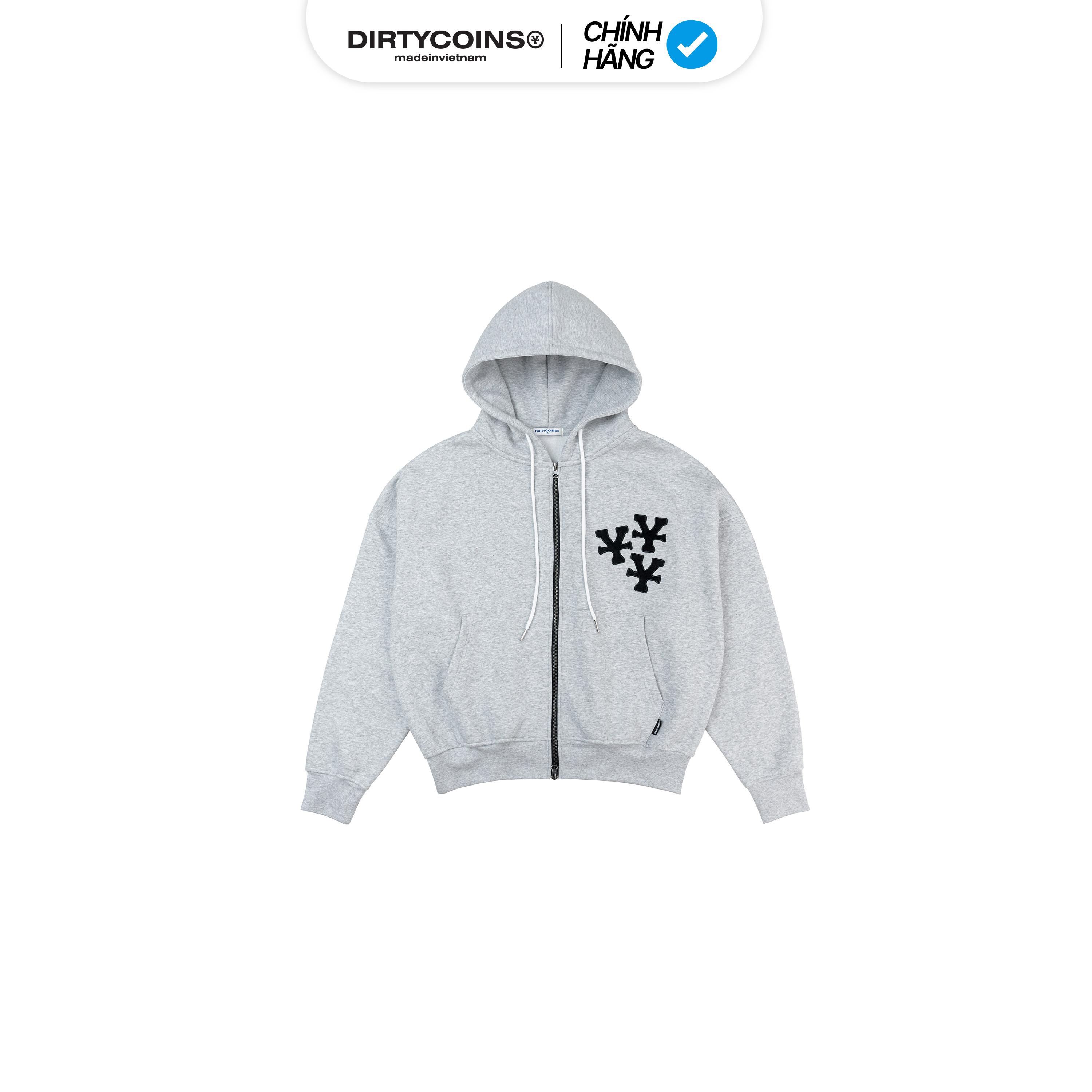 Áo Khoác DirtyCoins "Y" Patches Relaxed Hoodie Grey