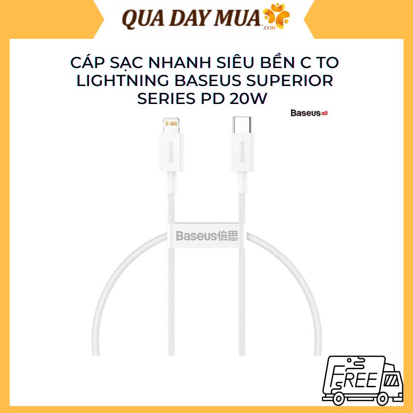 Cáp sạc nhanh siêu bền c to lightning baseus superior series pd 20w -