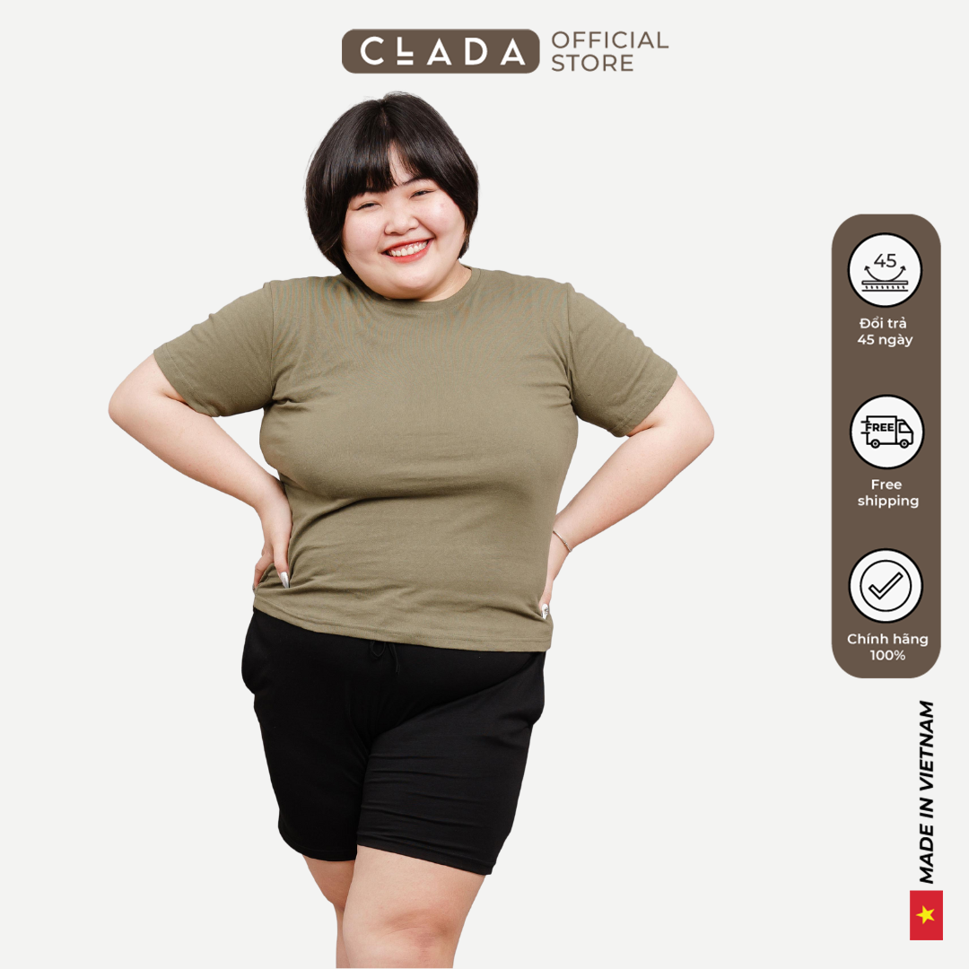 Quần short big size cotton compact clada essential - đen