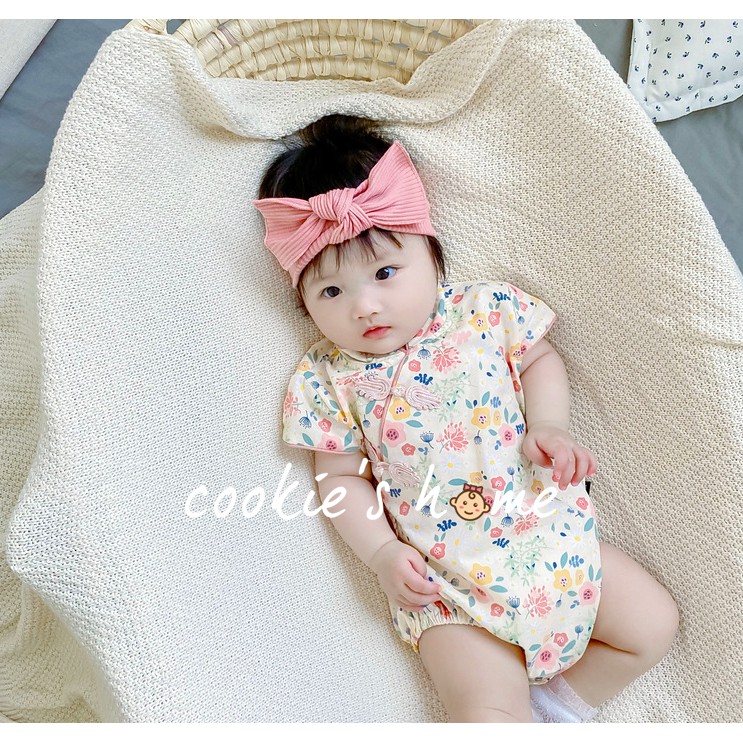 [HCM]Set áo liền quần sườn xám phong cách trung hoa cực xinh cho bé gái mặc chụp hình thôi nôi đầy tháng