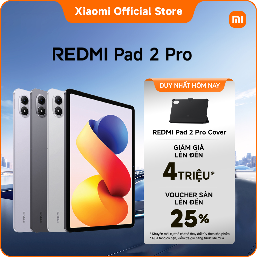 [New] REDMI Pad 2 Pro | Màn hình 2.5K 12,1" sắc nét | Hình ảnh mượt mà với tần số quét lên đến 120Hz | Pin 12.000mAh (typ) cực khủng | Hỗ trợ sạc ngược có dây lên đến 27W | Snapdragon® 7s Gen 4 Mobile Platform