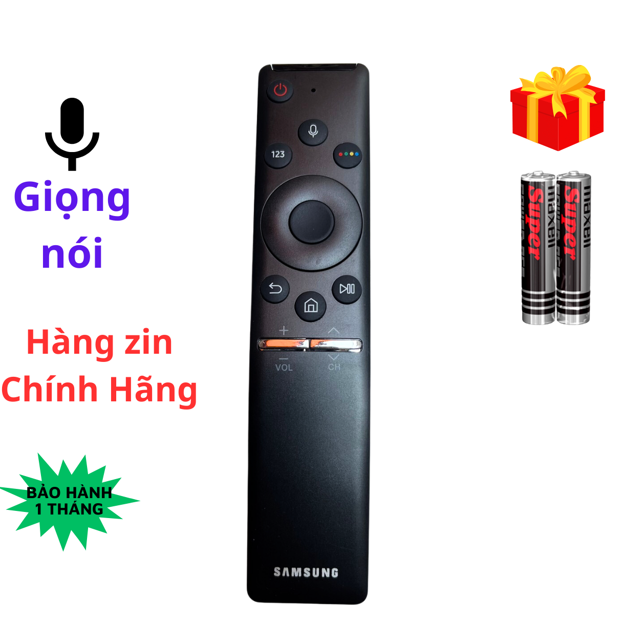 Remote điều khiển tivi Samsung Mã 30, giọng nói, điều khiển TV Samsung 4K internet - Tặng kèm pin