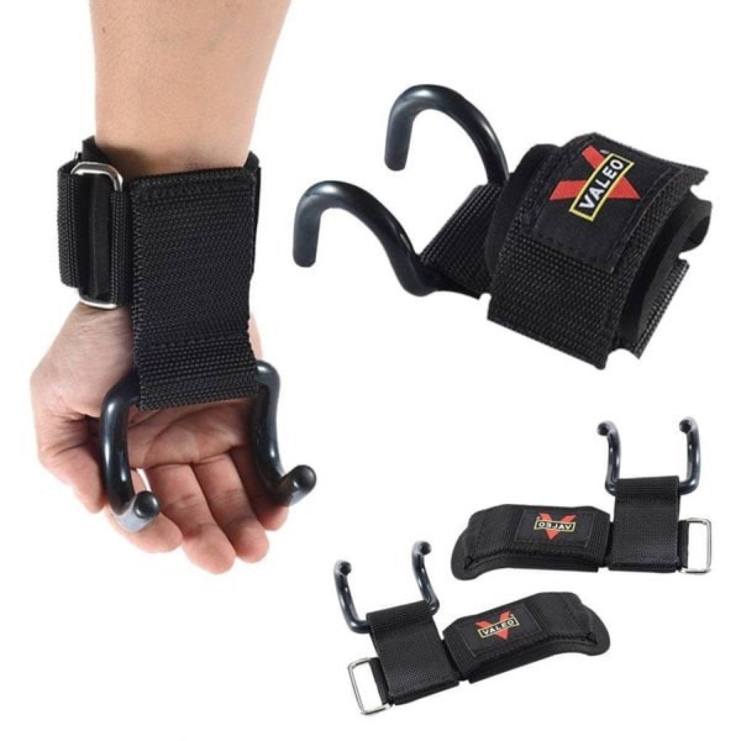 Găng Cuốn Cổ Tay Có Móc Nâng Tạ Weight Lifting Hook Valeo (Loại Có Lớp Đệm)